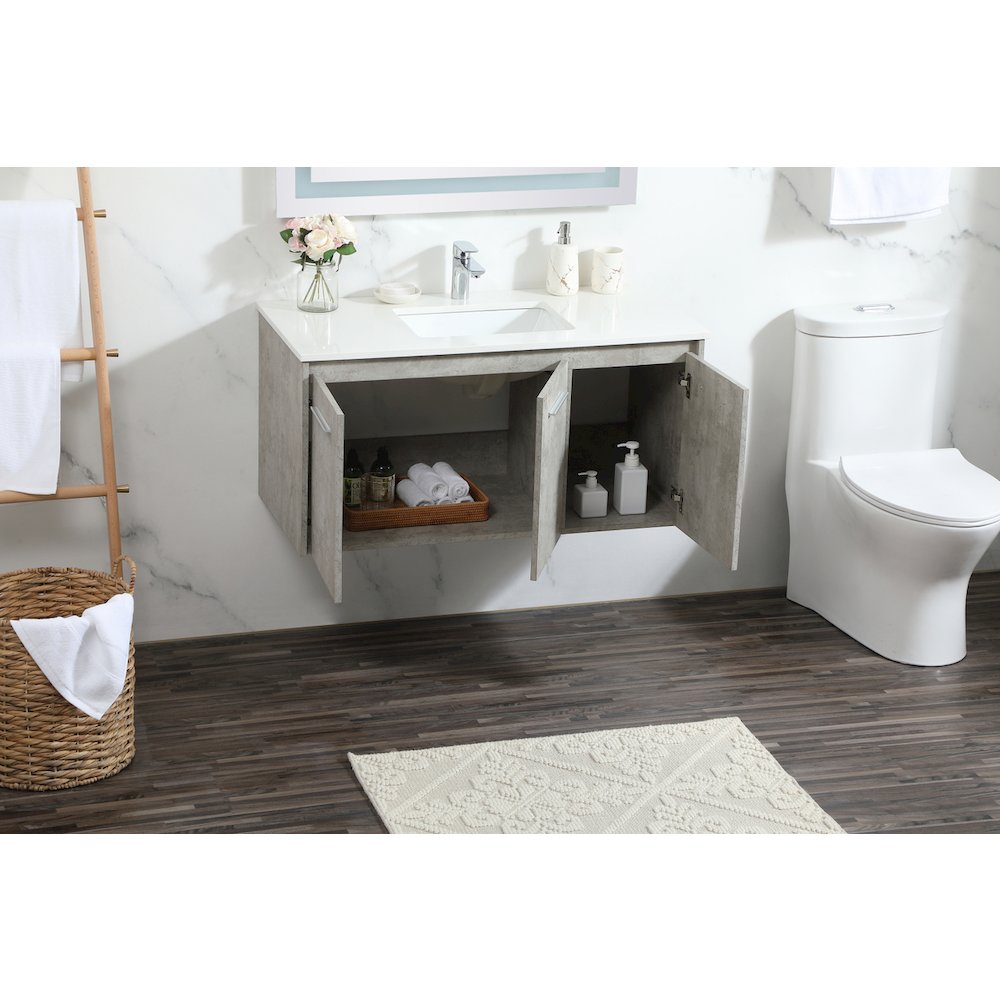 40 Inch Single Bathroom Vanity In Concrete Grey. Picture 4