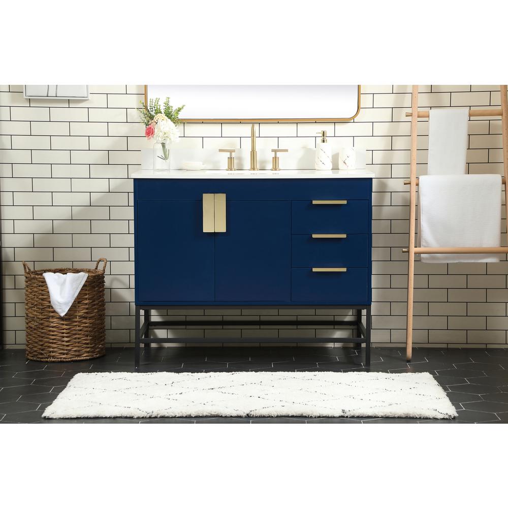 42 inch Single bathroom vanity in blue with backsplash. Picture 14