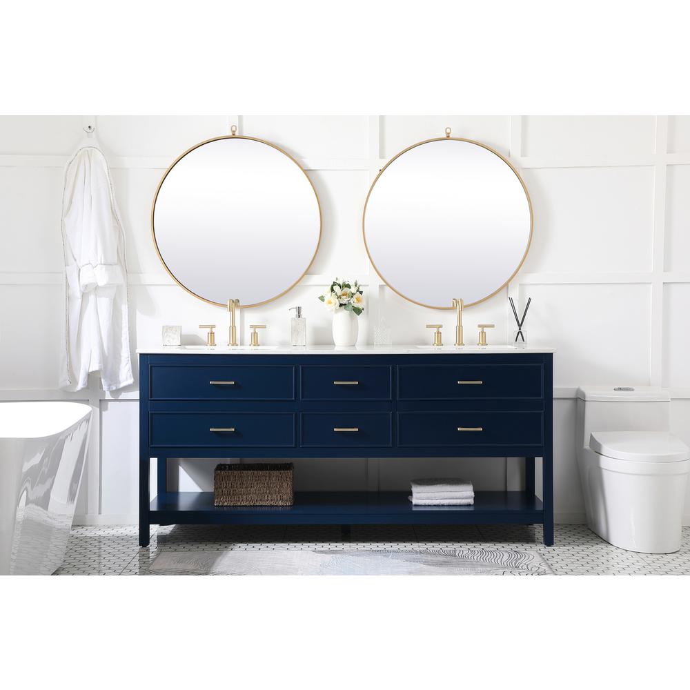 72 inch double bathroom vanity in blue. Picture 4
