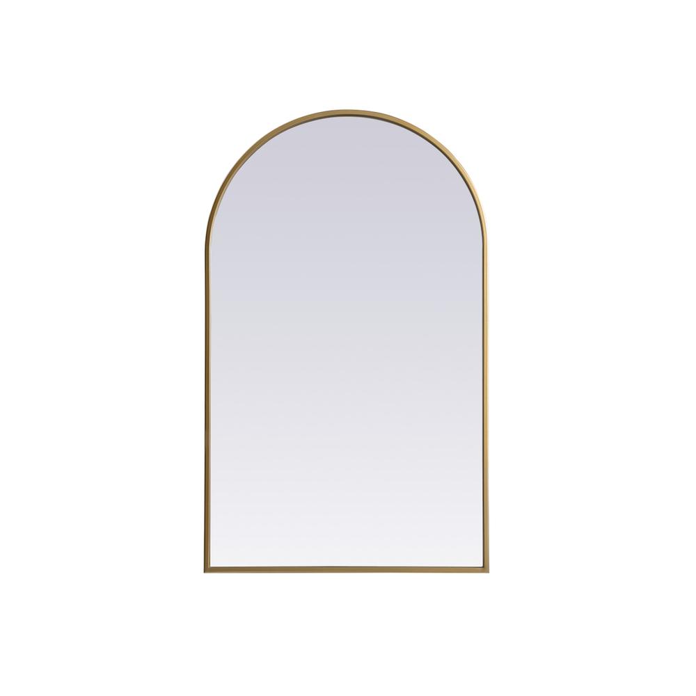 Metal Frame Arch Mirror 22x36 Inch in Brass. Picture 1