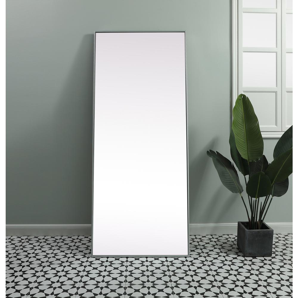 Metal Frame Rectangle Full Length Mirror 30x72 Inch in Silver. Picture 10