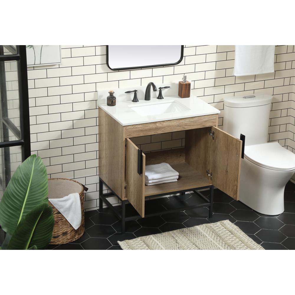 30 inch Single bathroom vanity in natural oak with backsplash. Picture 3
