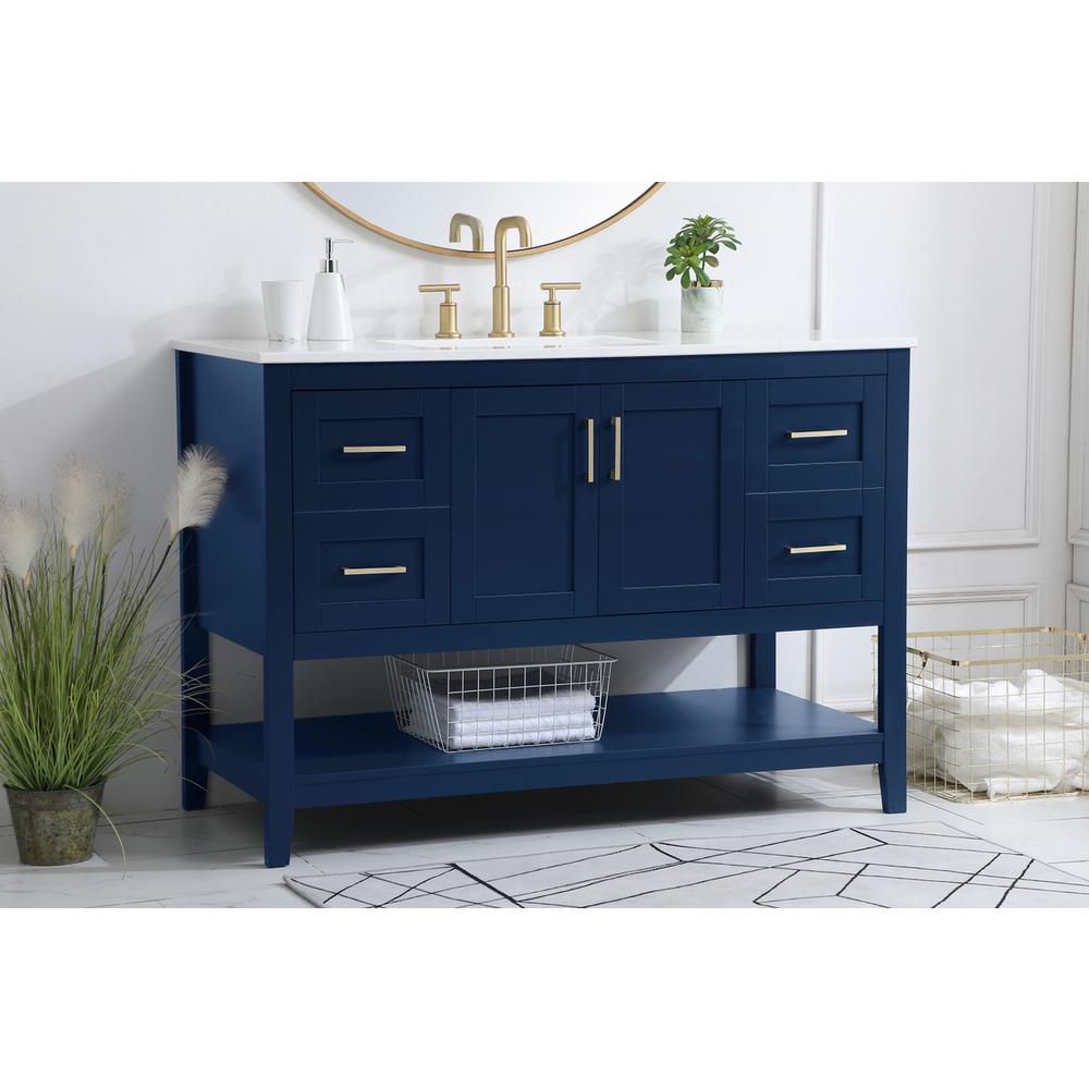 48 inch Single Bathroom Vanity in Blue. Picture 2