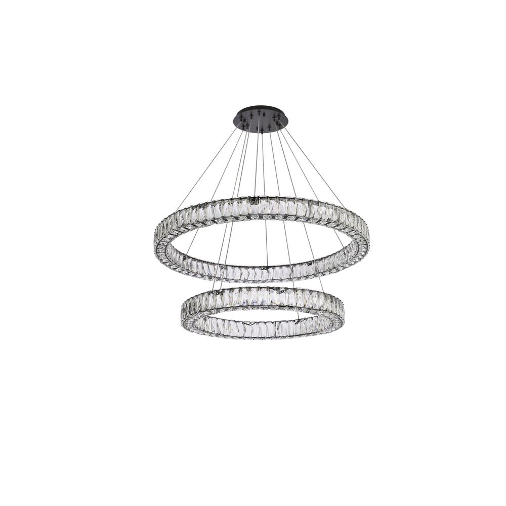 Monroe 36 inch LED double ring chandelier in black. Picture 6