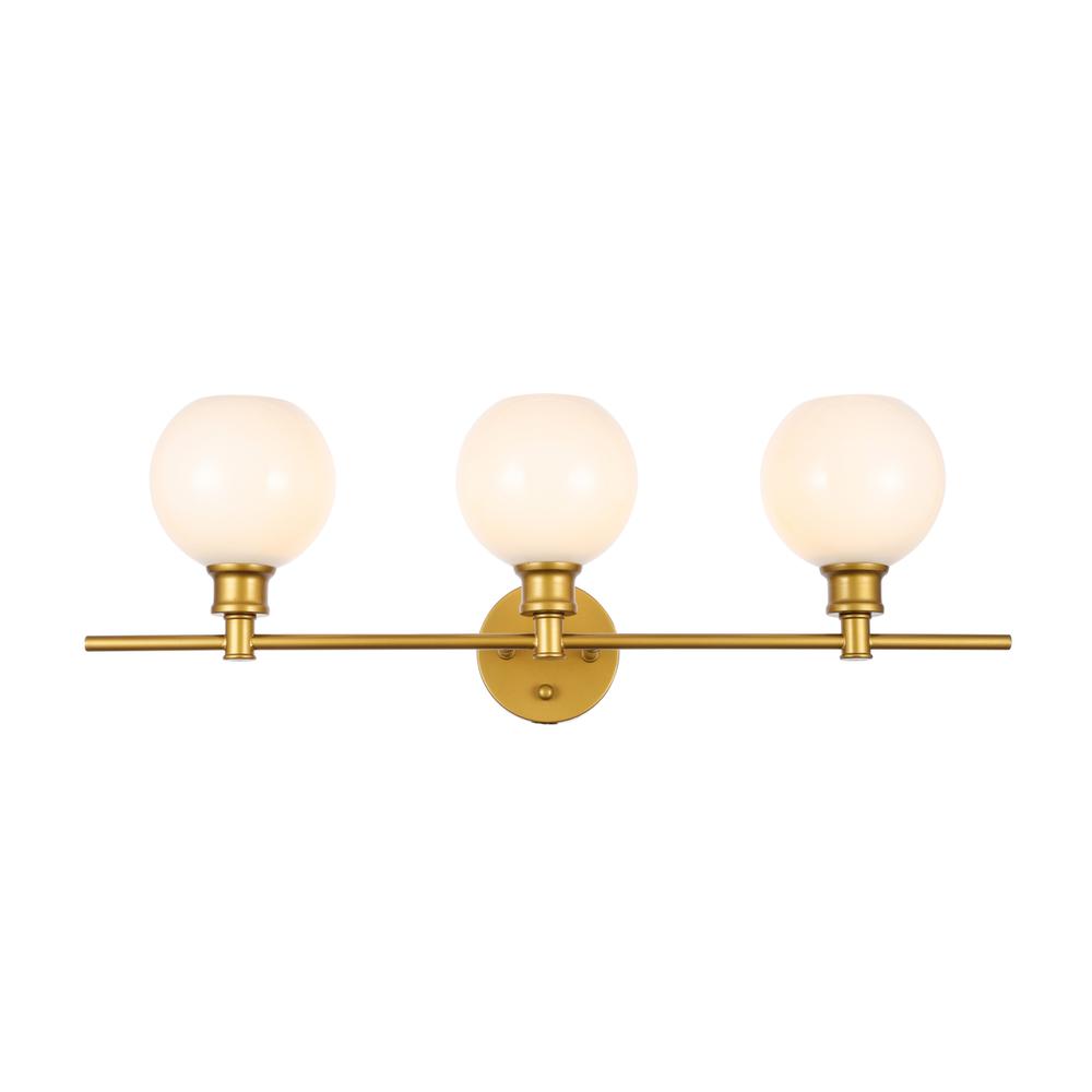 Collier 3 light Brass and Frosted white glass Wall sconce. Picture 1