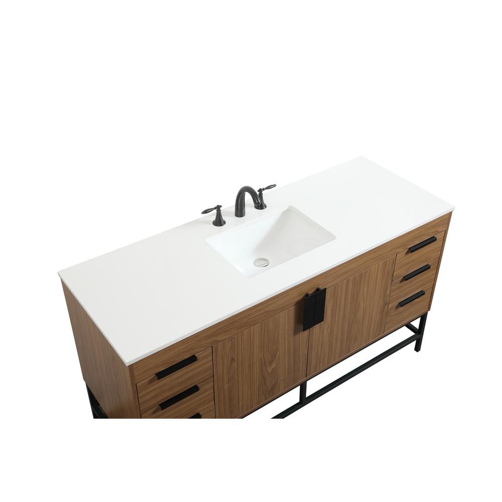 60 inch Single bathroom vanity in walnut brown. Picture 10
