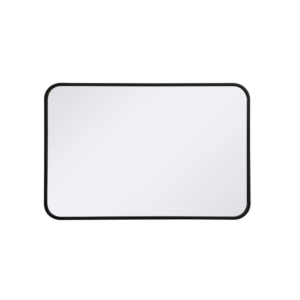 Soft corner metal rectangular mirror 20x30 inch in Black. Picture 6