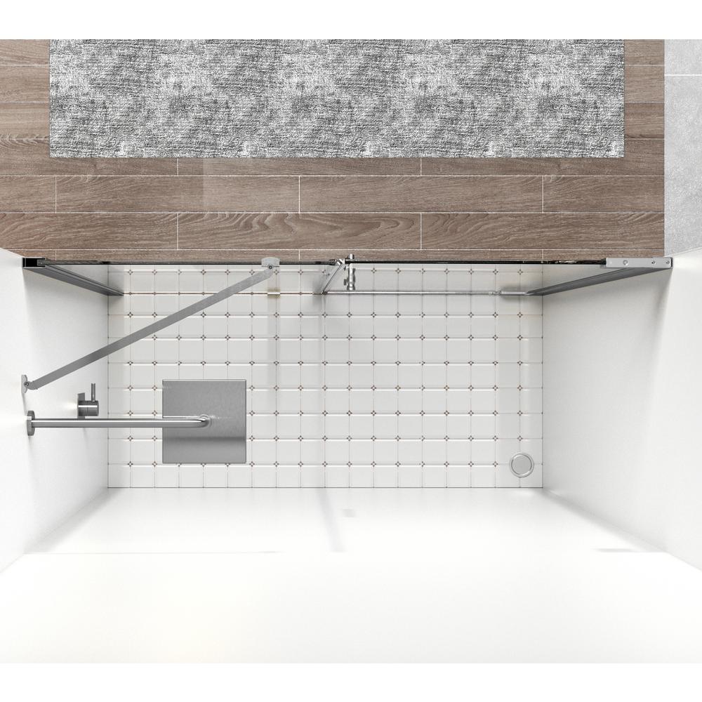 Semi-frameless hinged shower door 60 x 72 Brushed Nickel. Picture 4