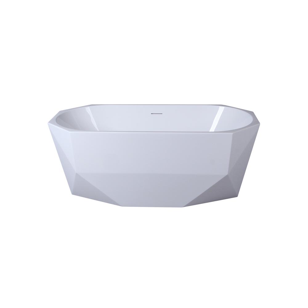 59 inch soaking diamond style bathtub in glossy white. Picture 1