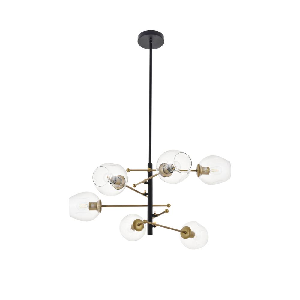 Paragon 6 light Matte Black and Brass Pendant. Picture 7
