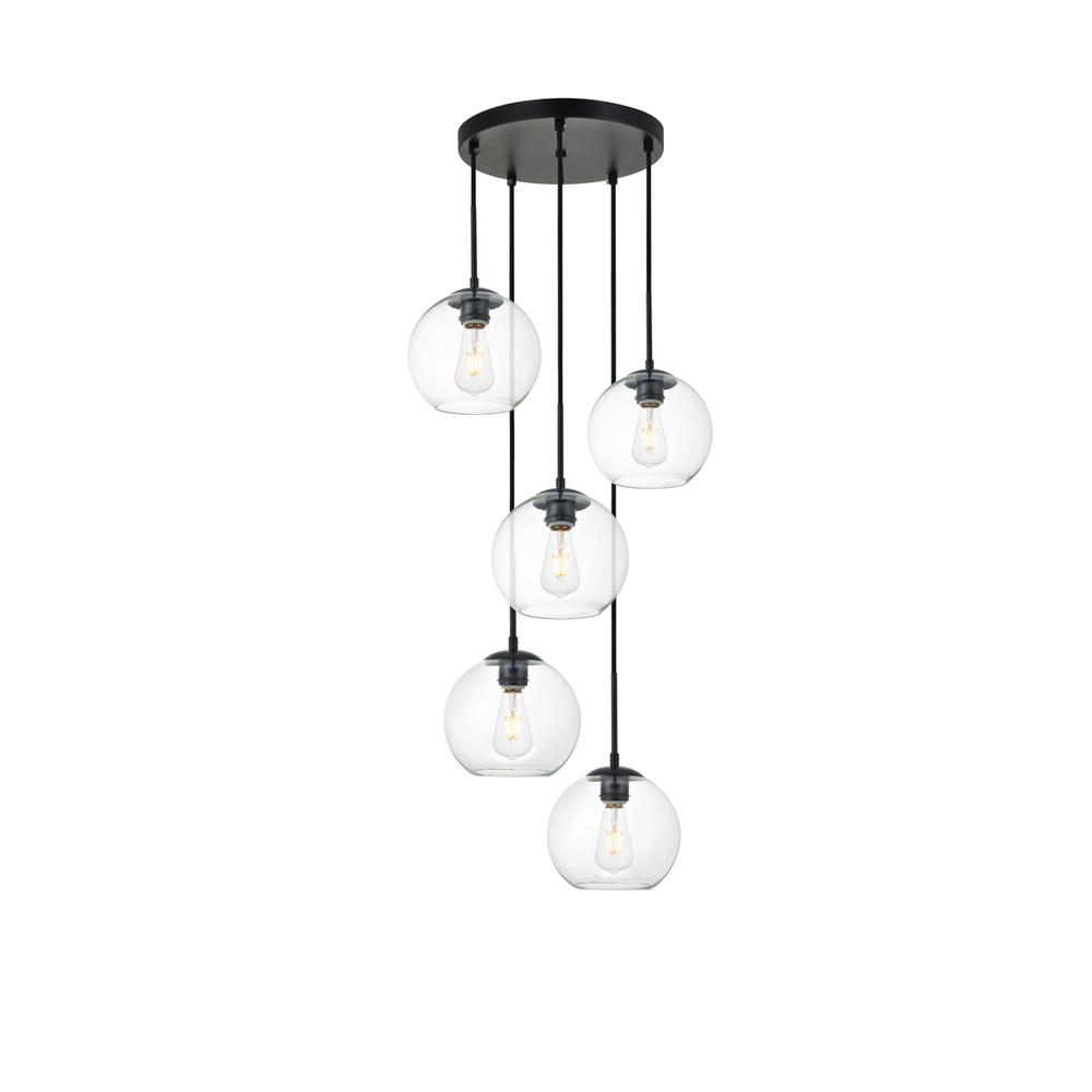 Baxter 5 Lights Black Pendant With Clear Glass. Picture 2
