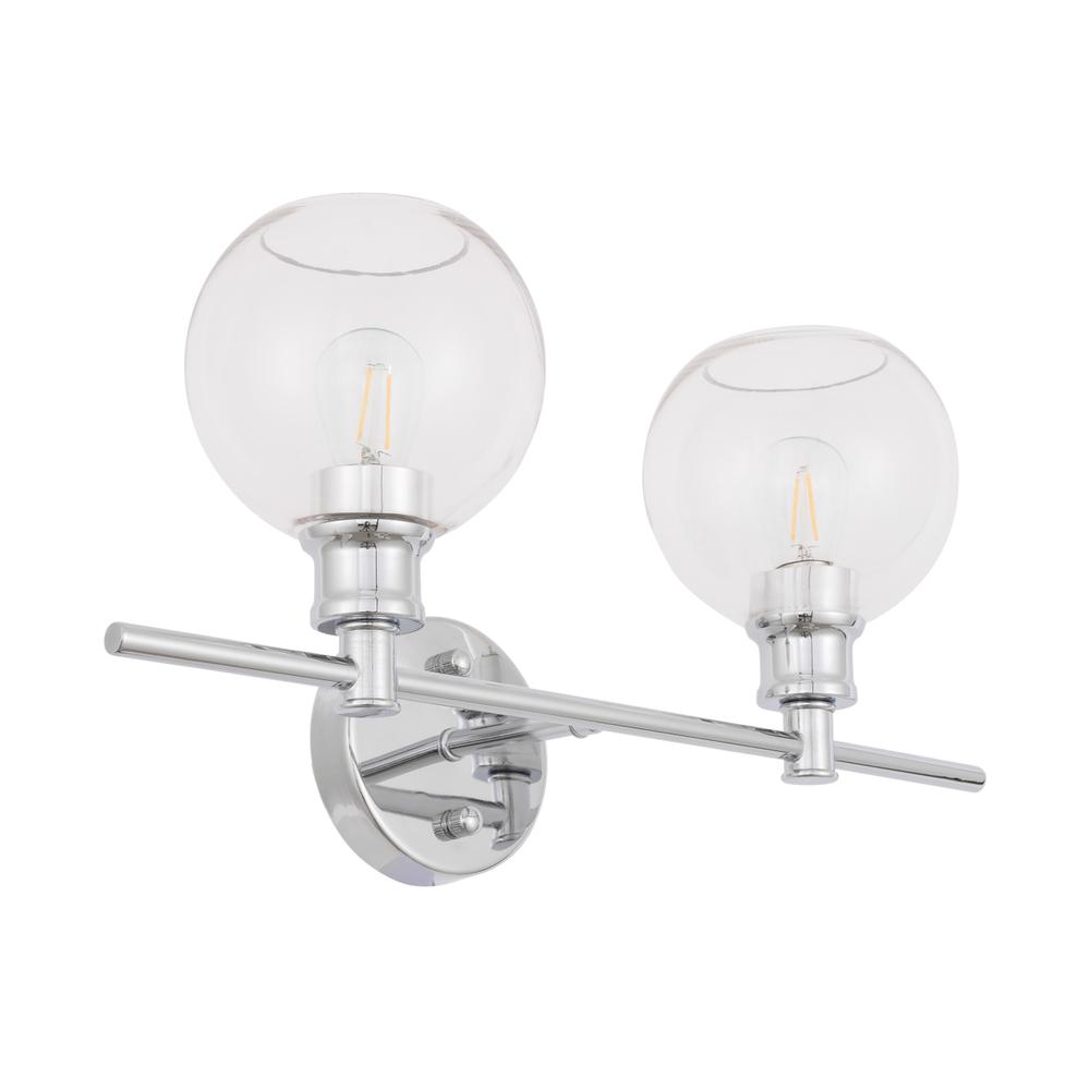 Collier 2 light Chrome and Clear glass Wall sconce. Picture 8