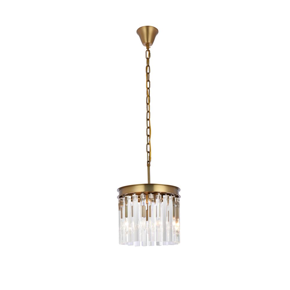 Sydney 12 inch round crystal pendant in satin gold. Picture 1
