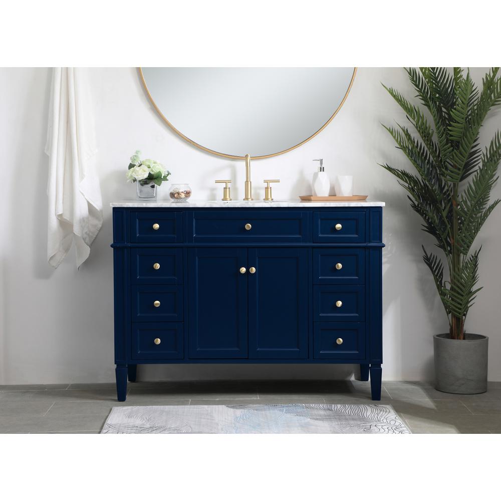 48 inch Single bathroom vanity in blue. Picture 14