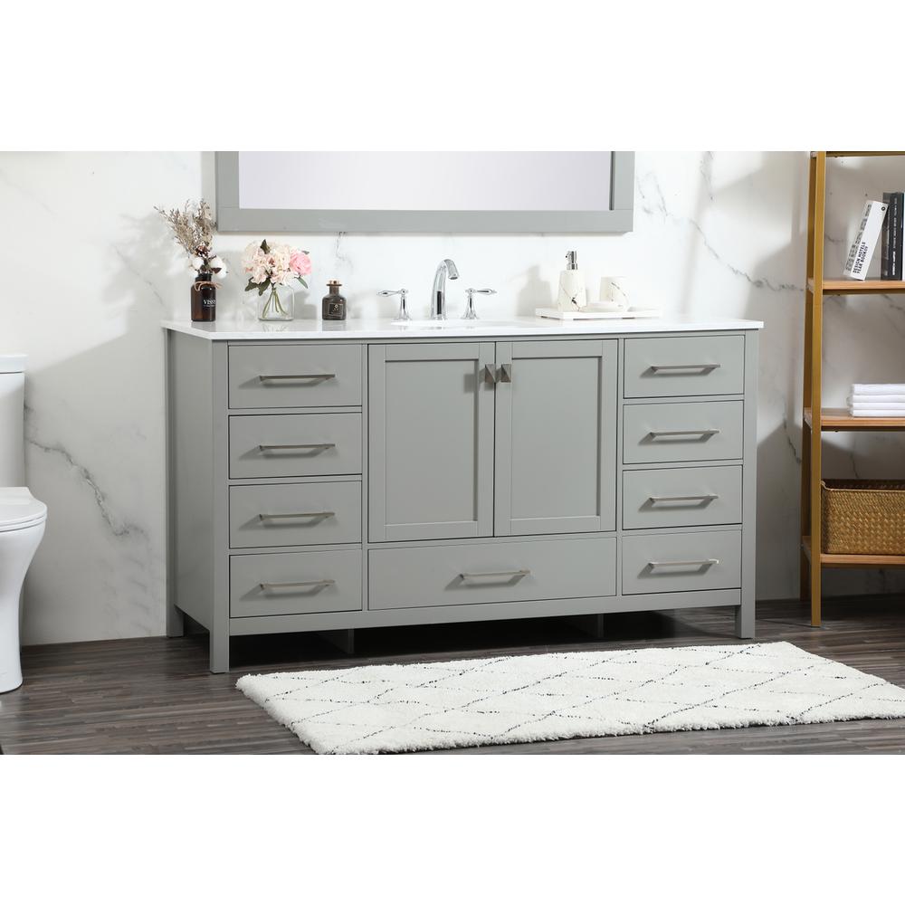 60 inch Single bathroom vanity in grey. Picture 2