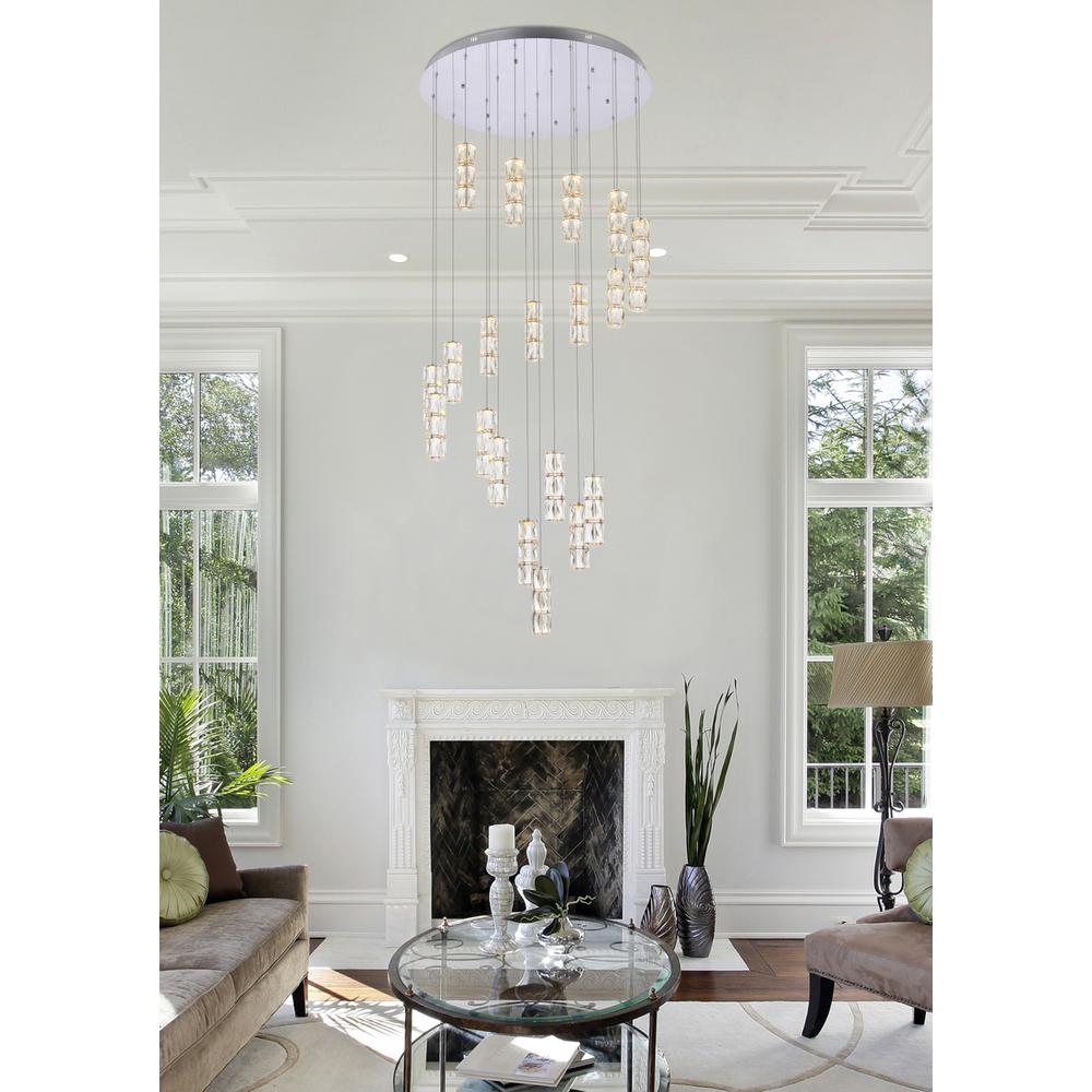 Polaris 38 inch LED chandelier in chrome. Picture 7