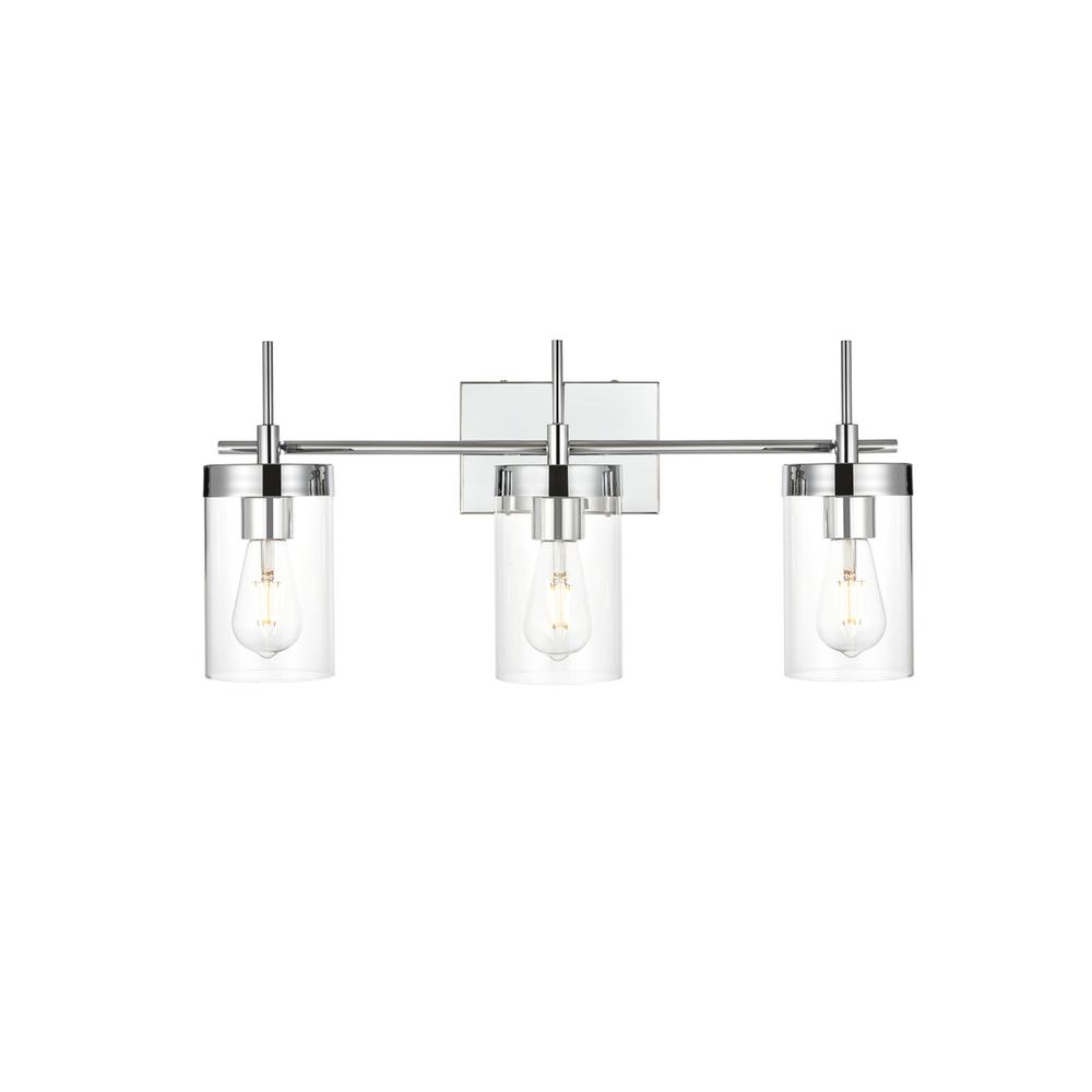 Benny 3 light Chrome and Clear Bath Sconce. Picture 1