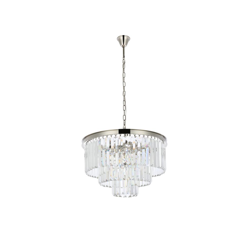 Sydney 9 light polished nickel Chandelier Clear Royal Cut Crystal. Picture 6