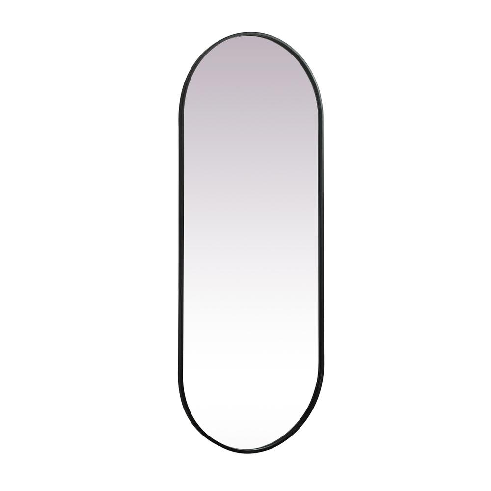 Metal Frame Oval Mirror 24x60 Inch in Black. Picture 7