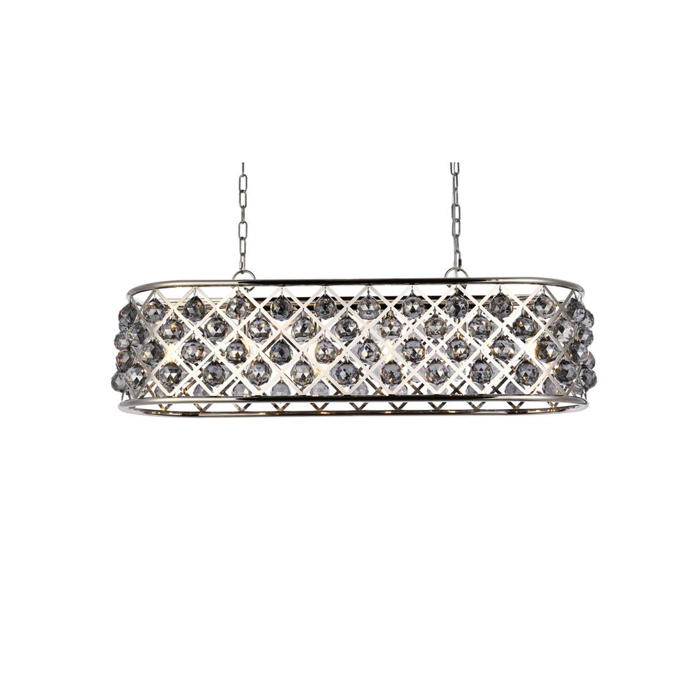 Madison 6 light polished Nickel Chandelier Silver Shade (Grey) Royal Cut Crystal. Picture 2