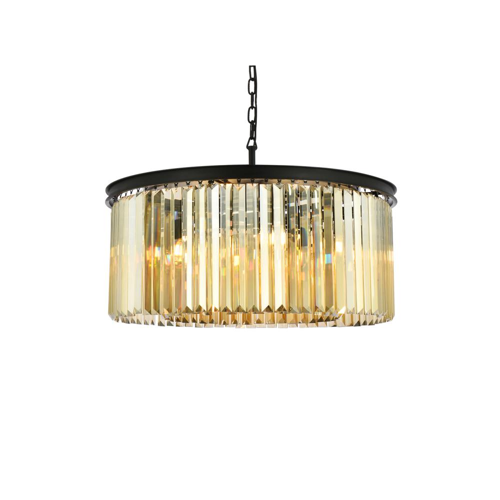 Sydney 8 light Matte Black Chandelier Golden Teak (Smoky) Royal Cut Crystal. Picture 2