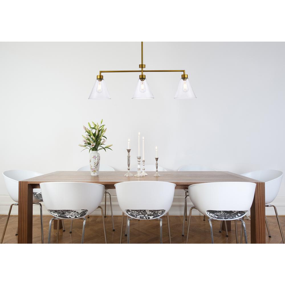 Mera 3 lights brass pendant. Picture 8