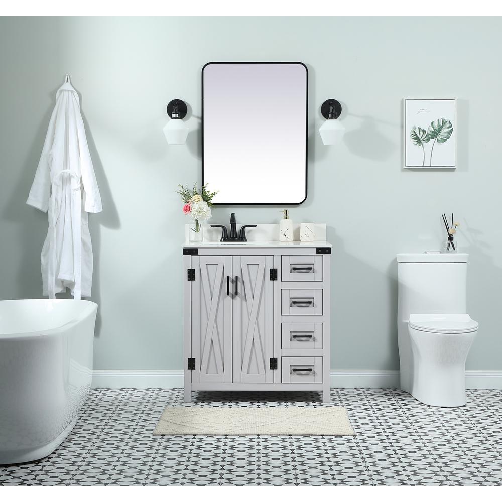 32 inch Single bathroom vanity in grey with backsplash. Picture 4
