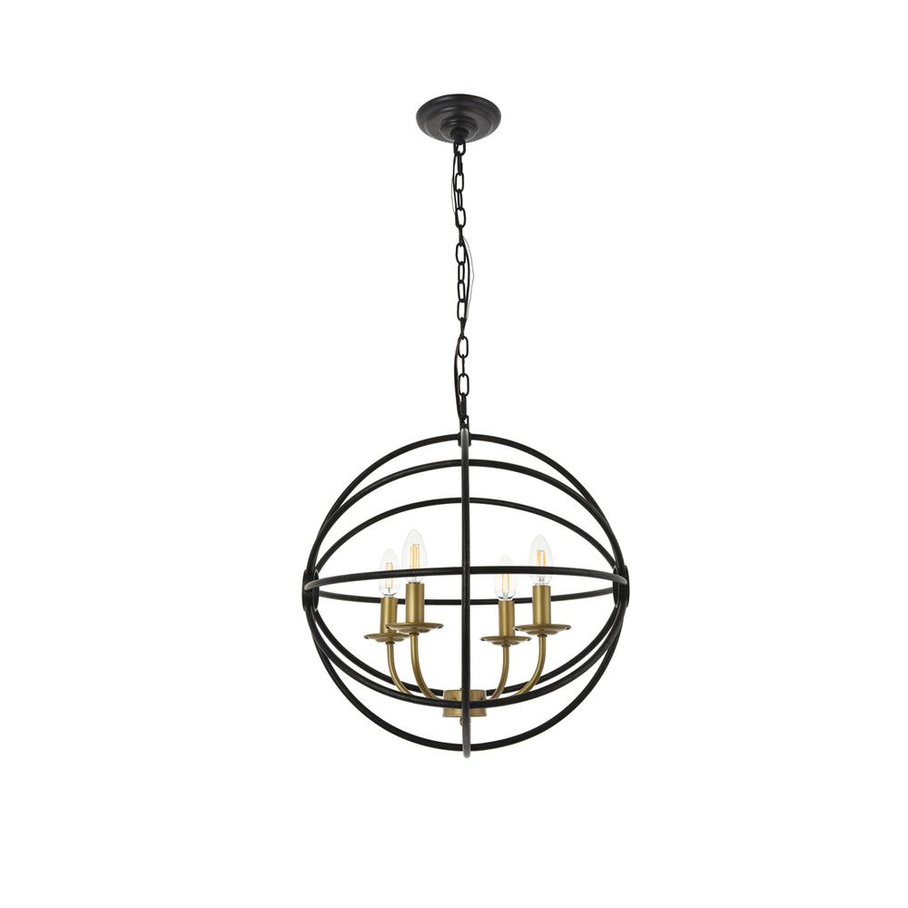 Octavia 4 light Brass and Dark Brown Pendant. Picture 8