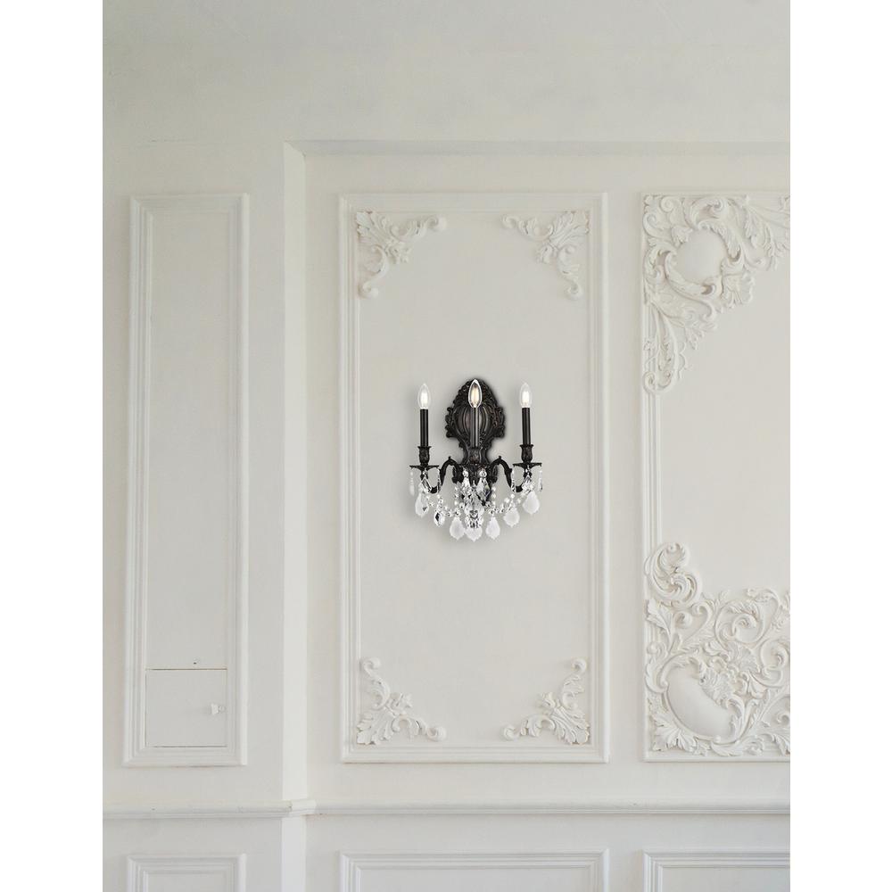 Monarch 3 light Dark Bronze Wall Sconce Clear Royal Cut Crystal. Picture 7
