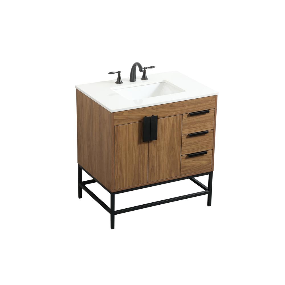32 inch Single bathroom vanity in walnut brown. Picture 8