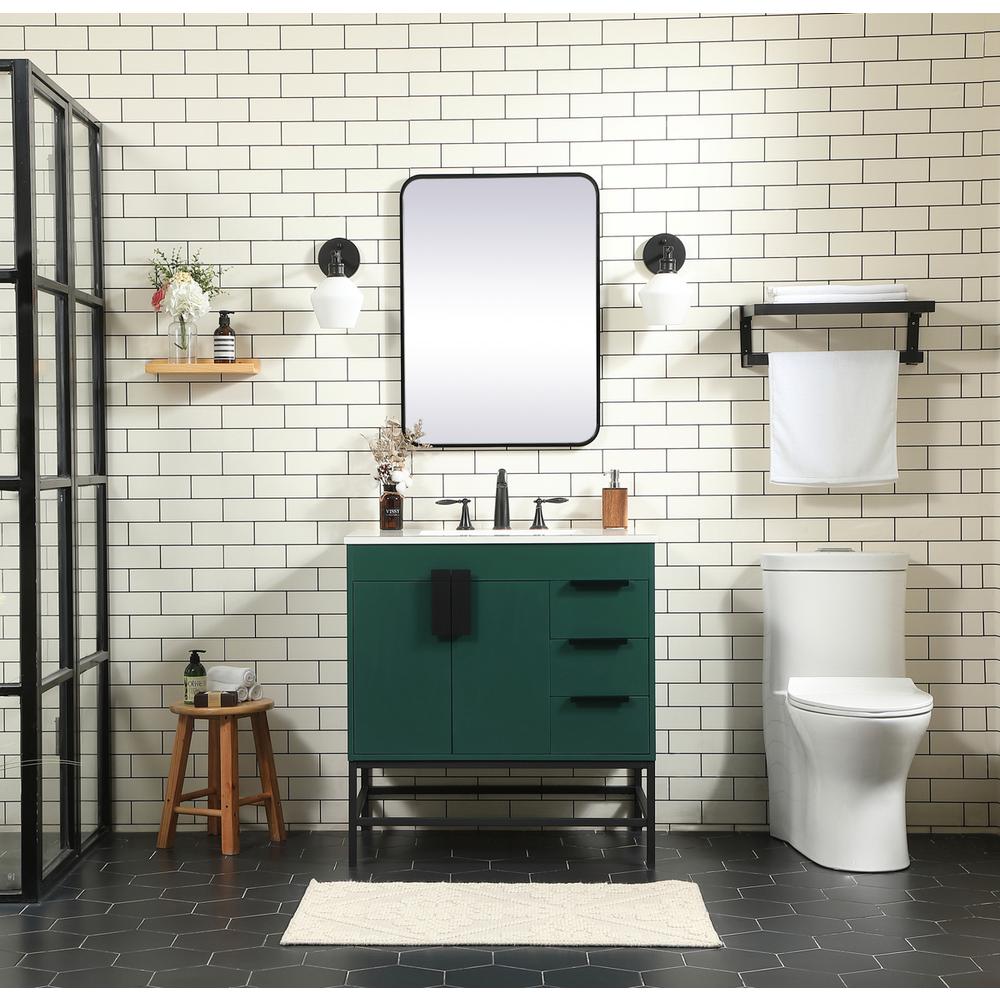32 inch Single bathroom vanity in green. Picture 4