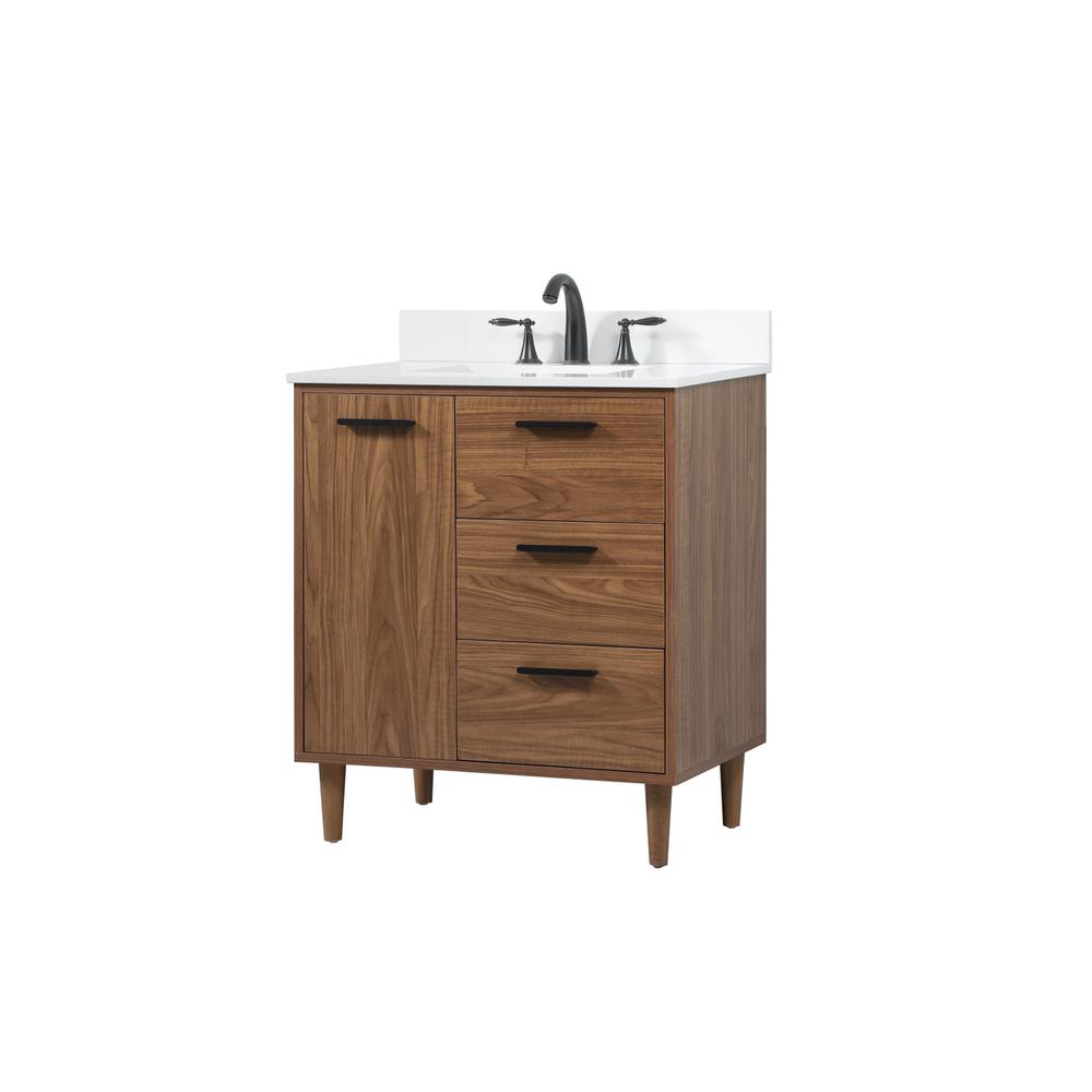30 inch Single bathroom vanity in walnut brown with backsplash. Picture 7