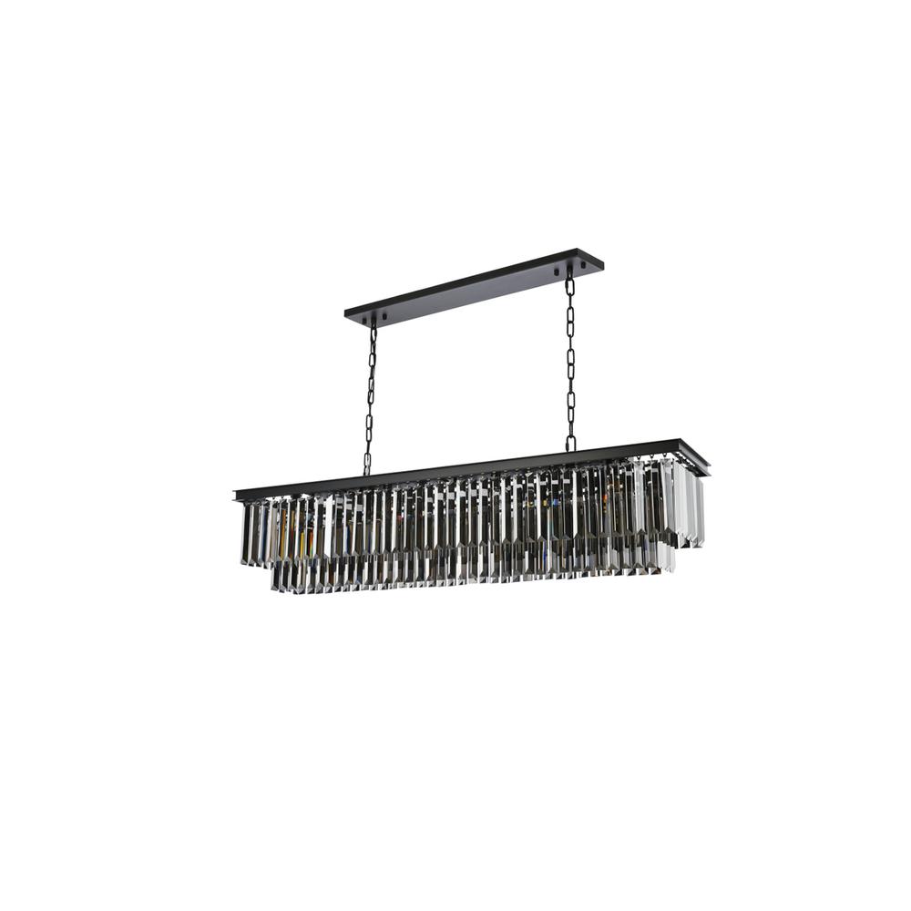 Sydney 12 light Matte Black Chandelier Silver Shade (Grey) Royal Cut Crystal. Picture 6