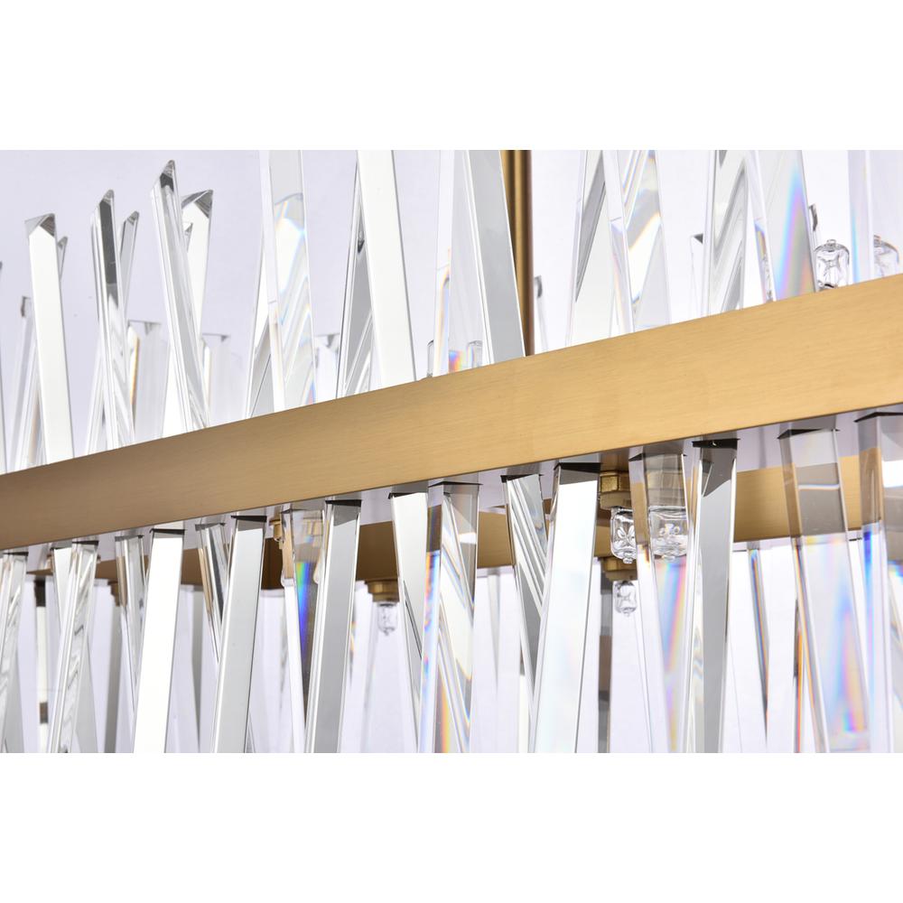 Serephina 42 inch crystal rectangle chandelier light in satin gold. Picture 5