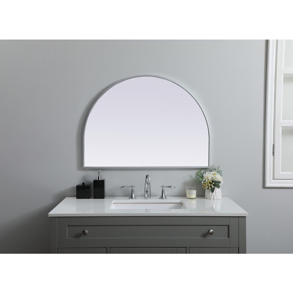 Metal Frame Arch Mirror 33x24 Inch in Silver. Picture 9