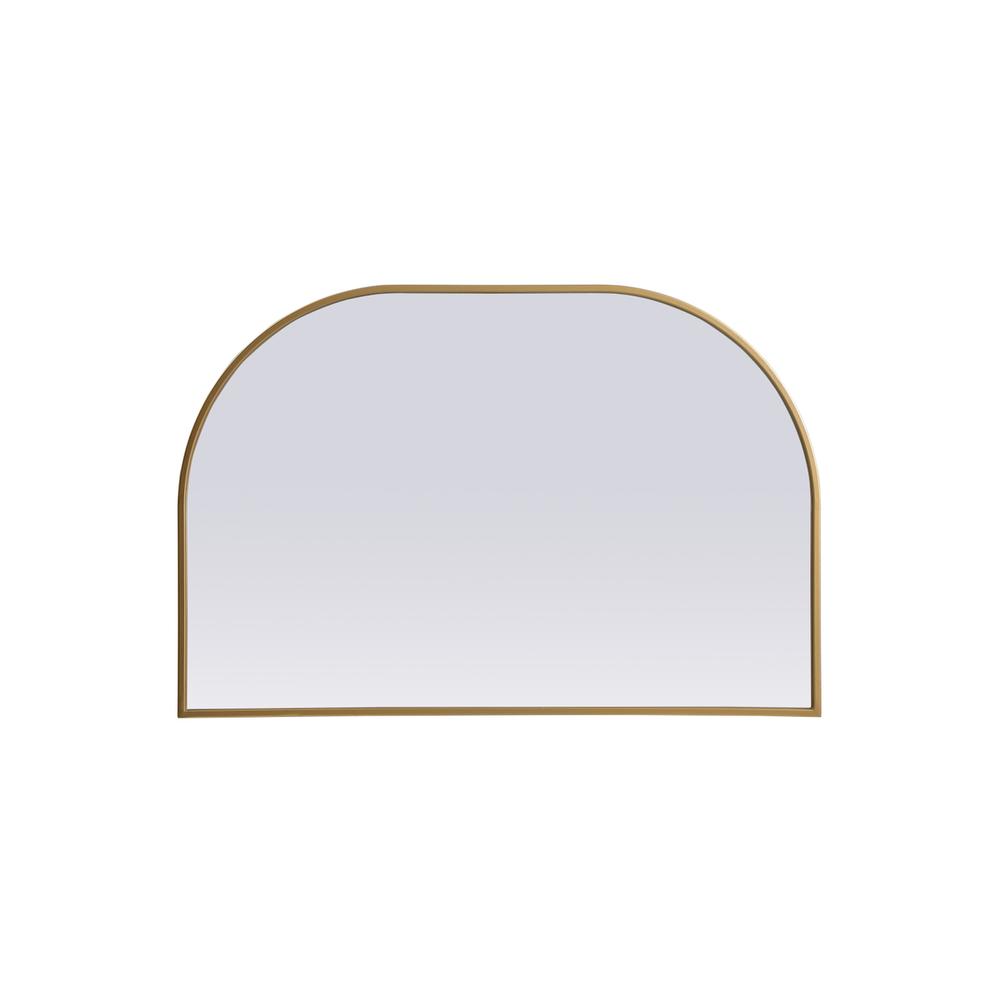 Metal Frame Arch Mirror 36x24 Inch in Brass. Picture 1