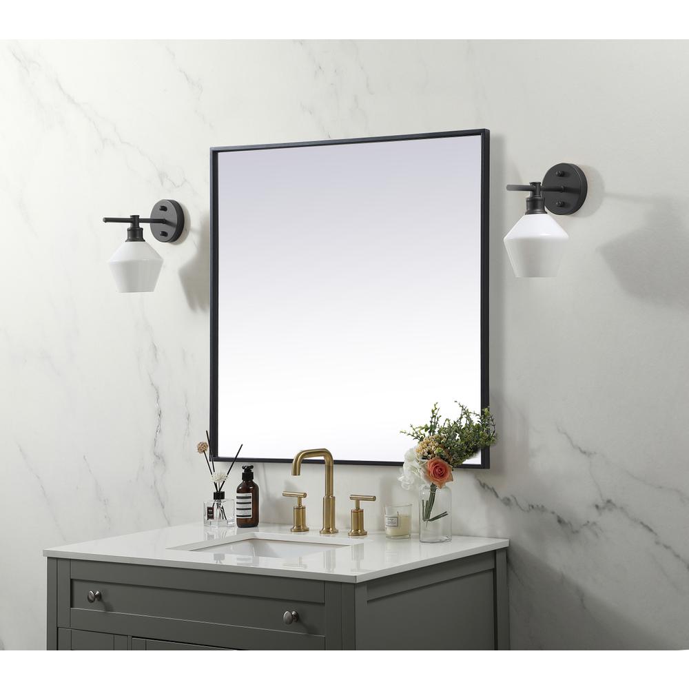 Metal Frame Square Mirror 30 inch in Black. Picture 2