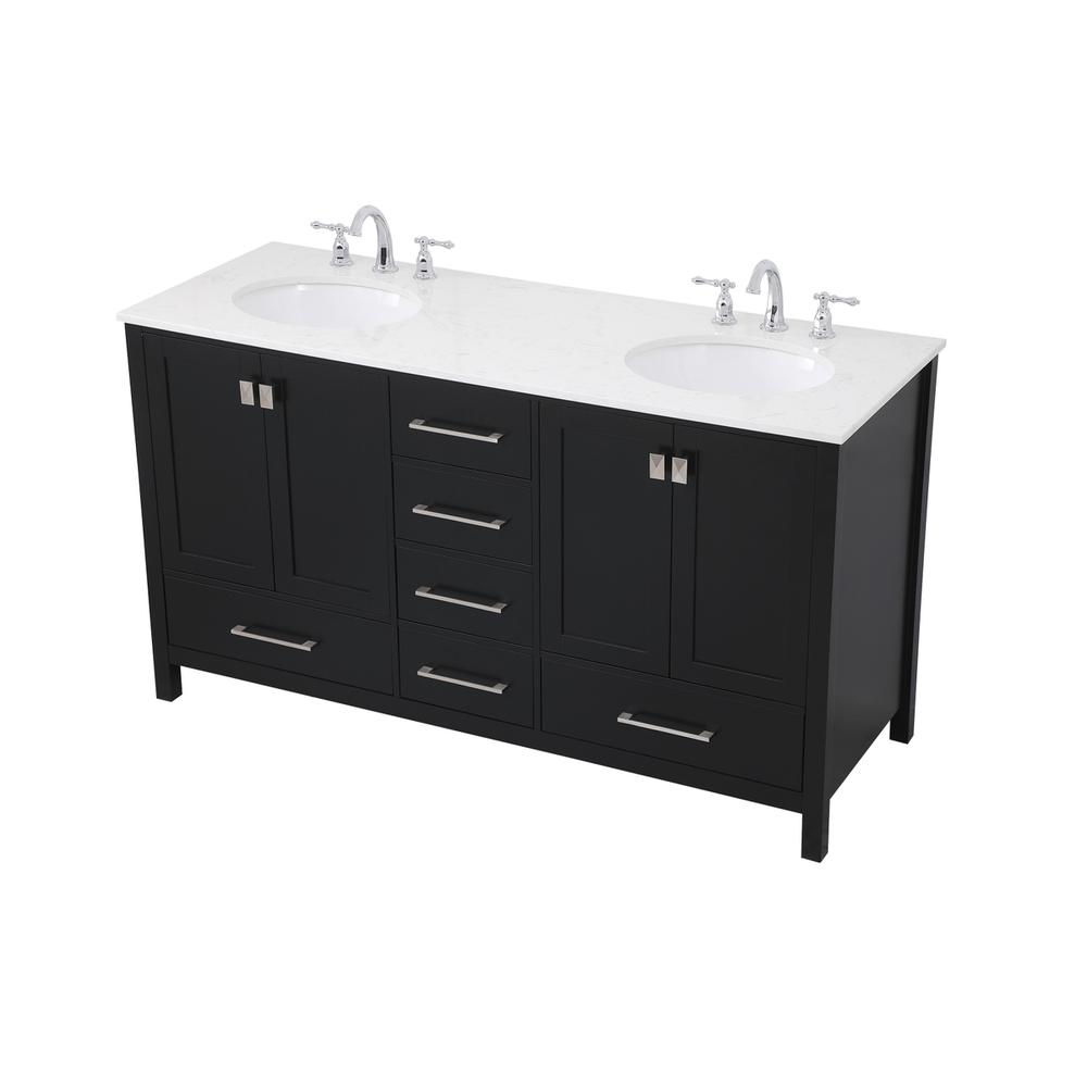 60 inch Double Bathroom Vanity in Black. Picture 7
