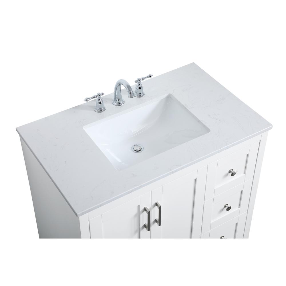 36 inch Single Bathroom Vanity in White. Picture 10