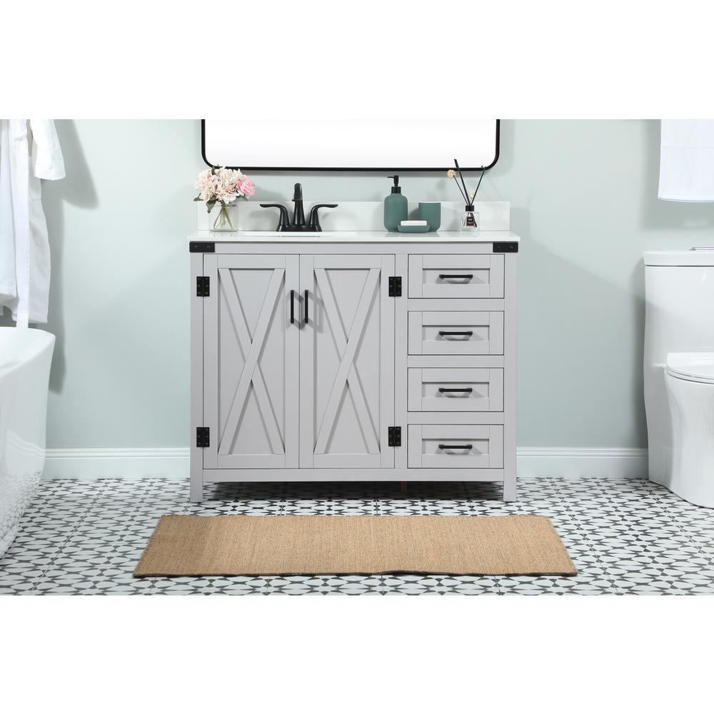 42 inch Single bathroom vanity in grey with backsplash. Picture 14