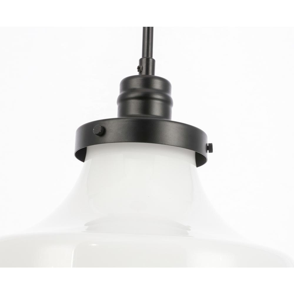 Lyle 1 light Black and frosted white glass pendant. Picture 10
