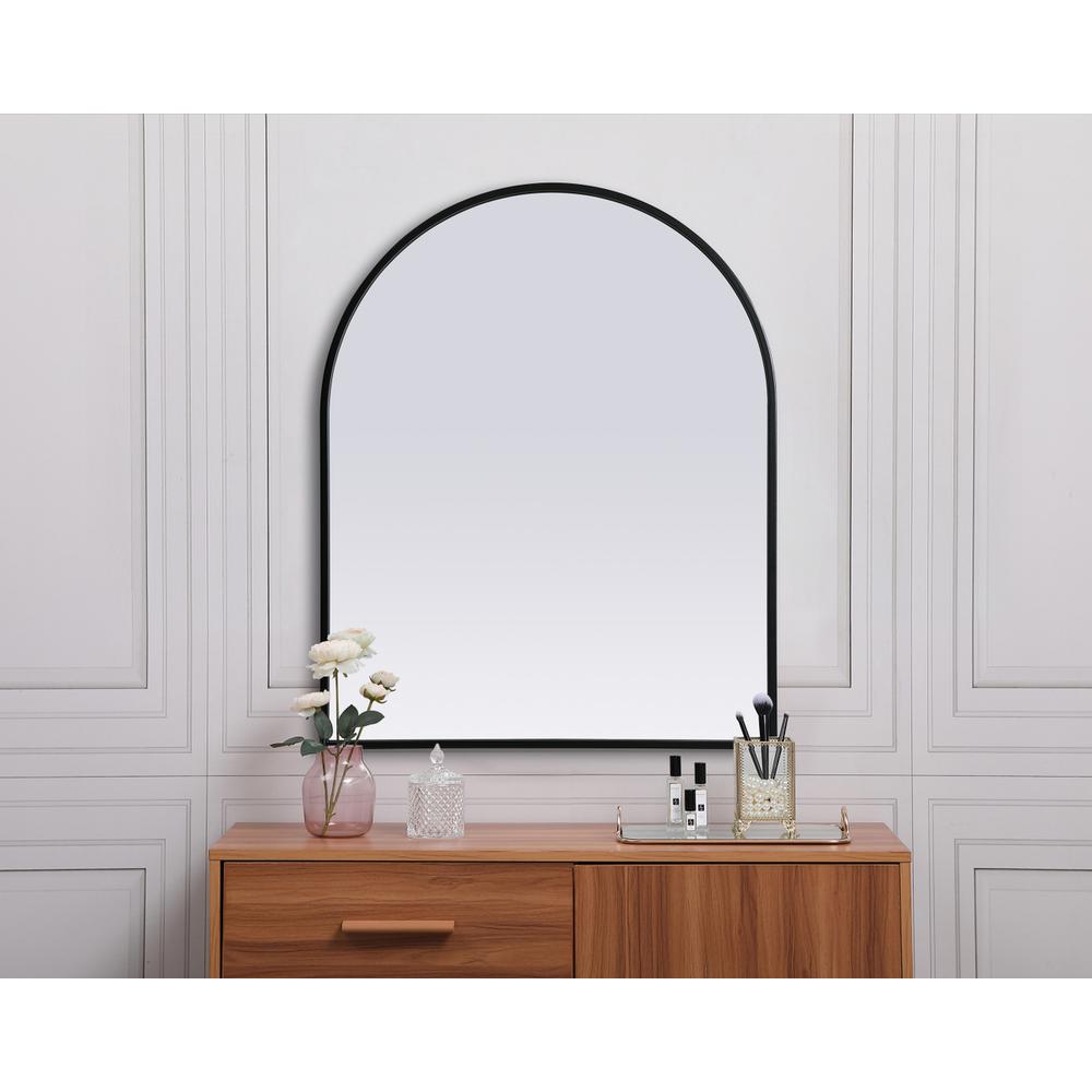 Metal Frame Arch Mirror 24x30 Inch in Black. Picture 3