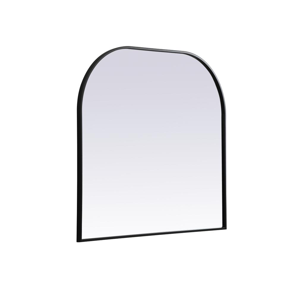 Metal Frame Arch Mirror 36x34 Inch in Black. Picture 7