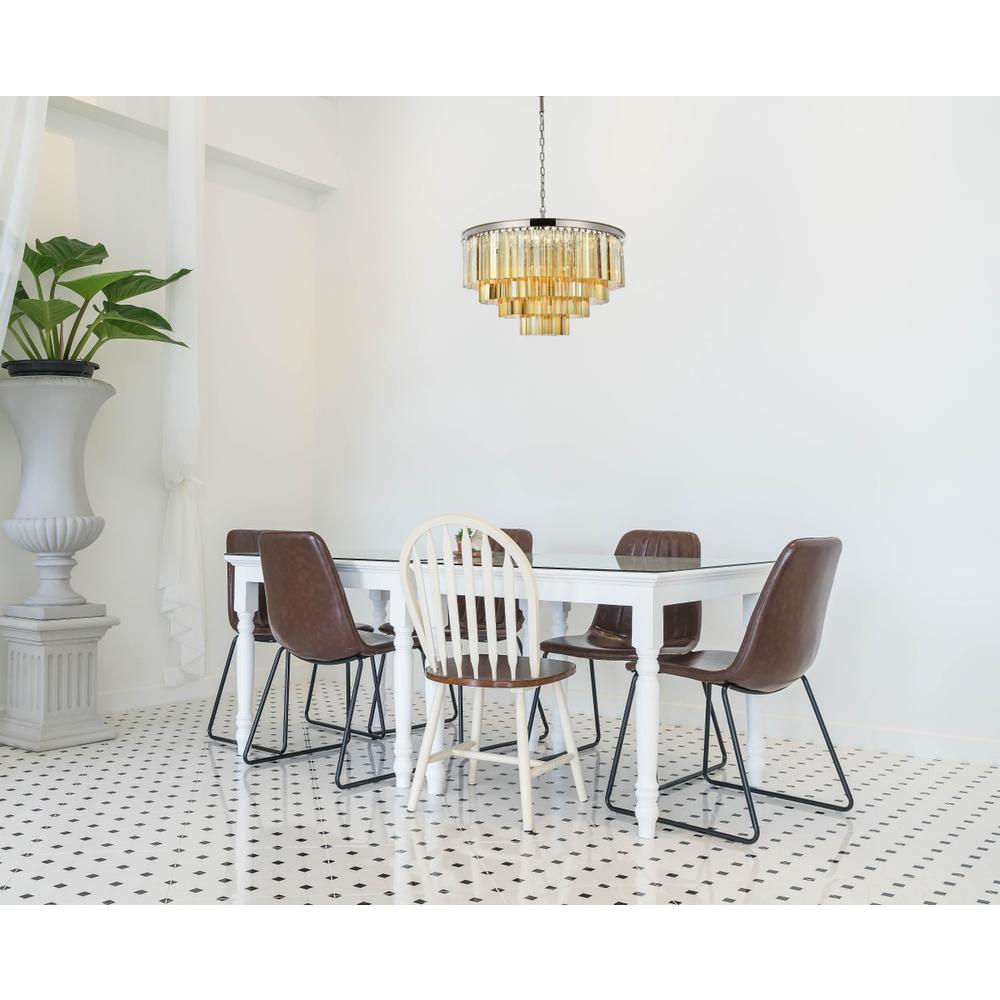 Sydney 17 light polished nickel Chandelier Golden Teak (Smoky) Royal Cut Crystal. Picture 7