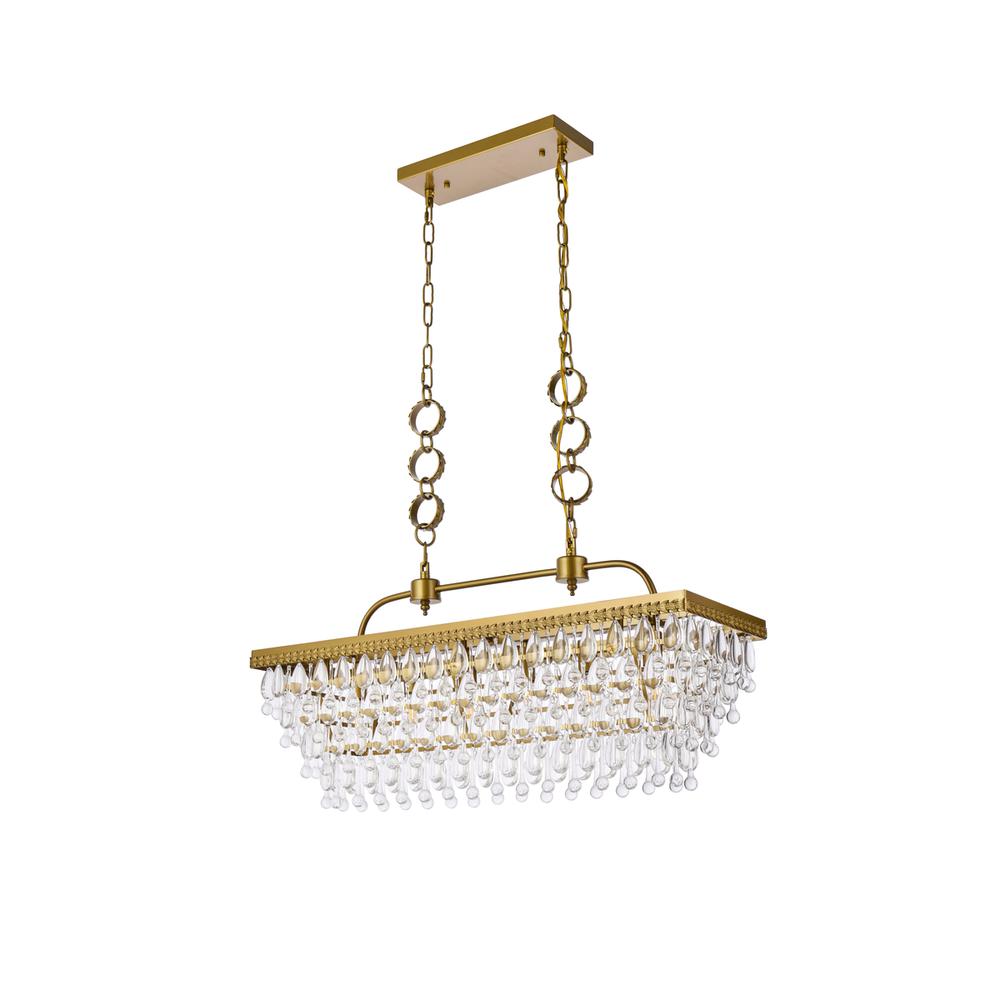 Nordic 32 inch rectangle pendant in brass. Picture 6
