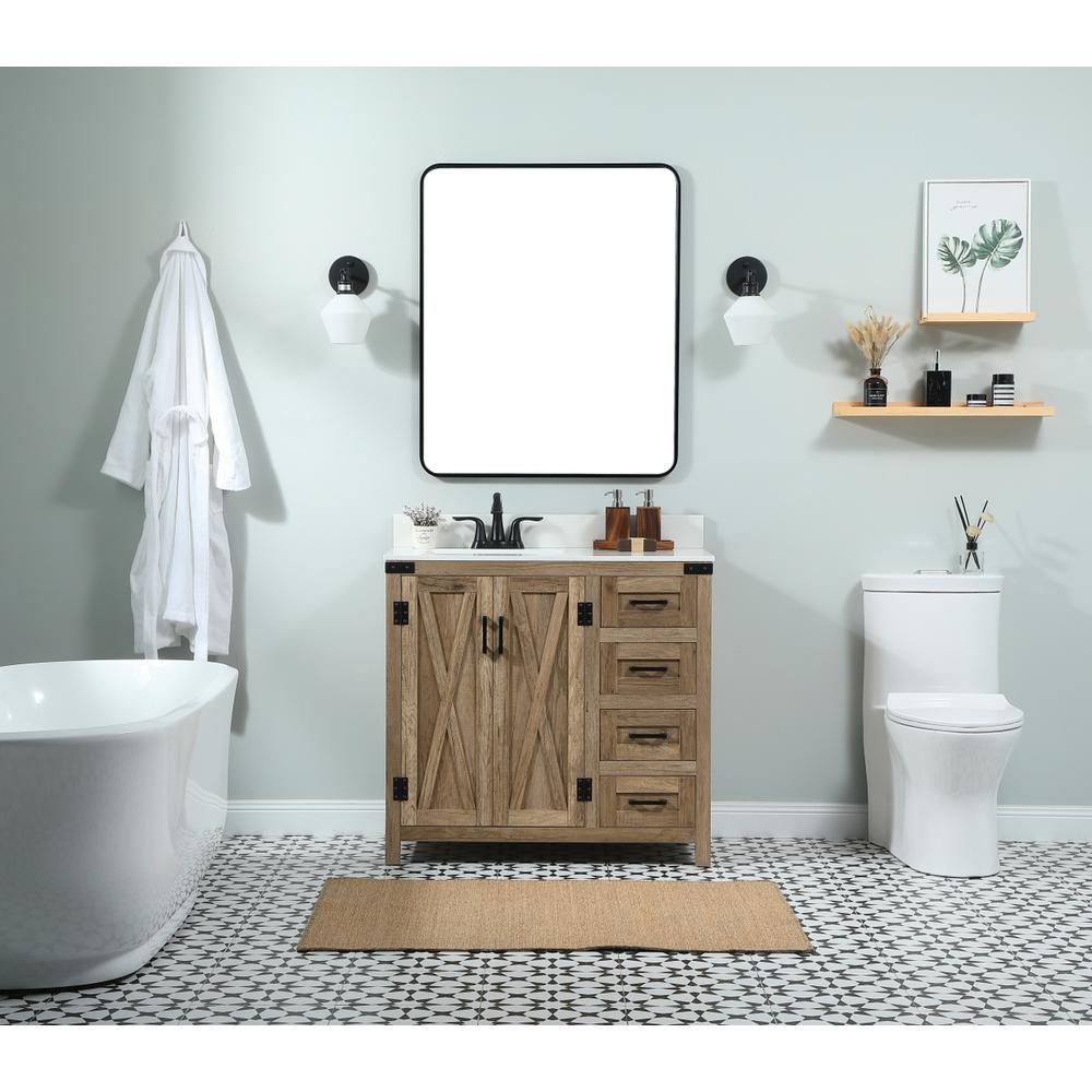 36 inch Single bathroom vanity in natural oak with backsplash. Picture 4