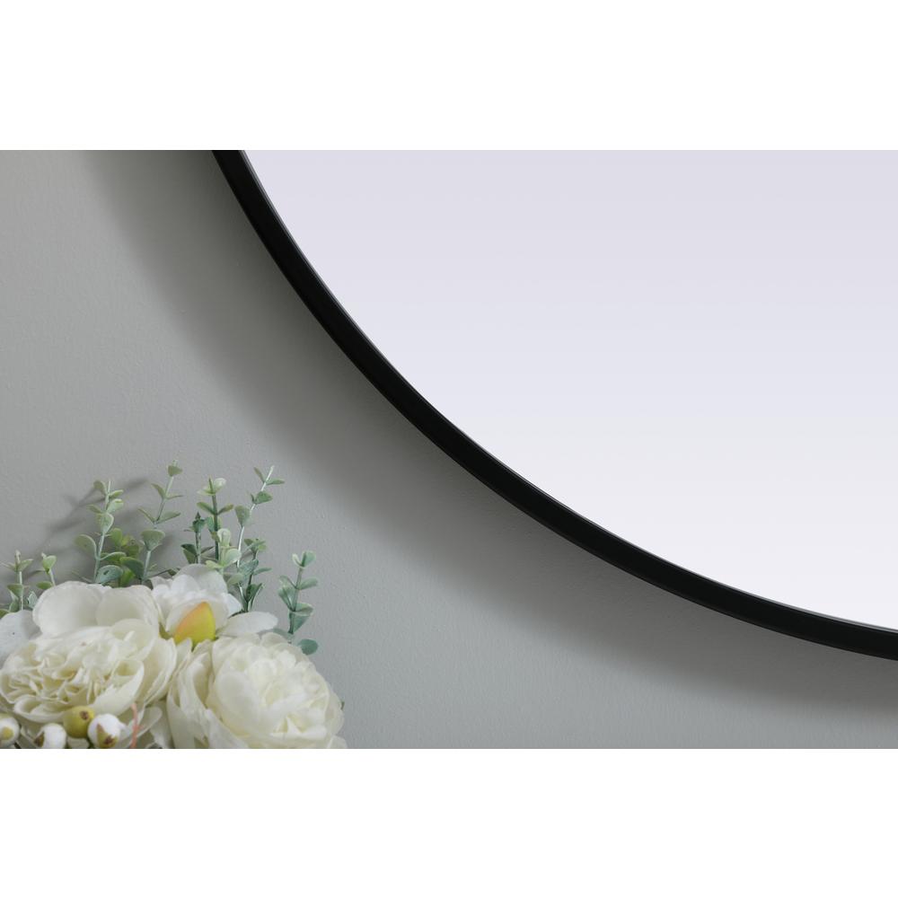 Metal Frame Oval Mirror 27x40 Inch in Black. Picture 5