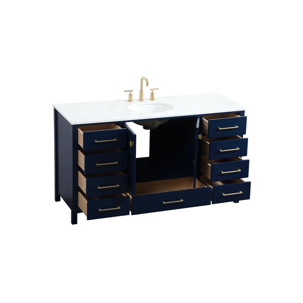 60 inch Single bathroom vanity in blue. Picture 9