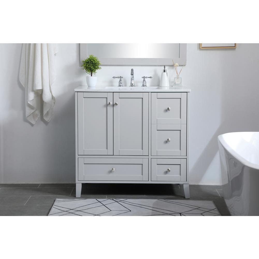 36 inch Single Bathroom Vanity in Grey. Picture 14