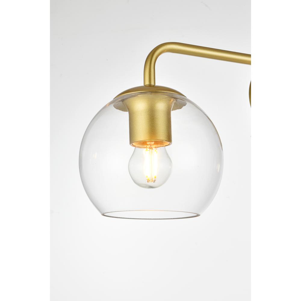 Genesis 3 light Brass and Clear Bath Sconce. Picture 4